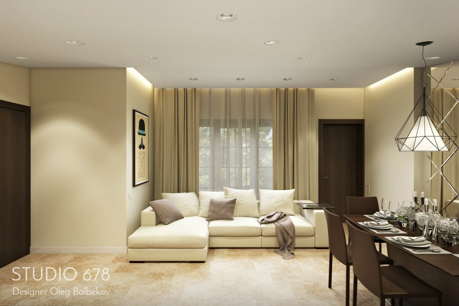 Гостиная с банной зоной