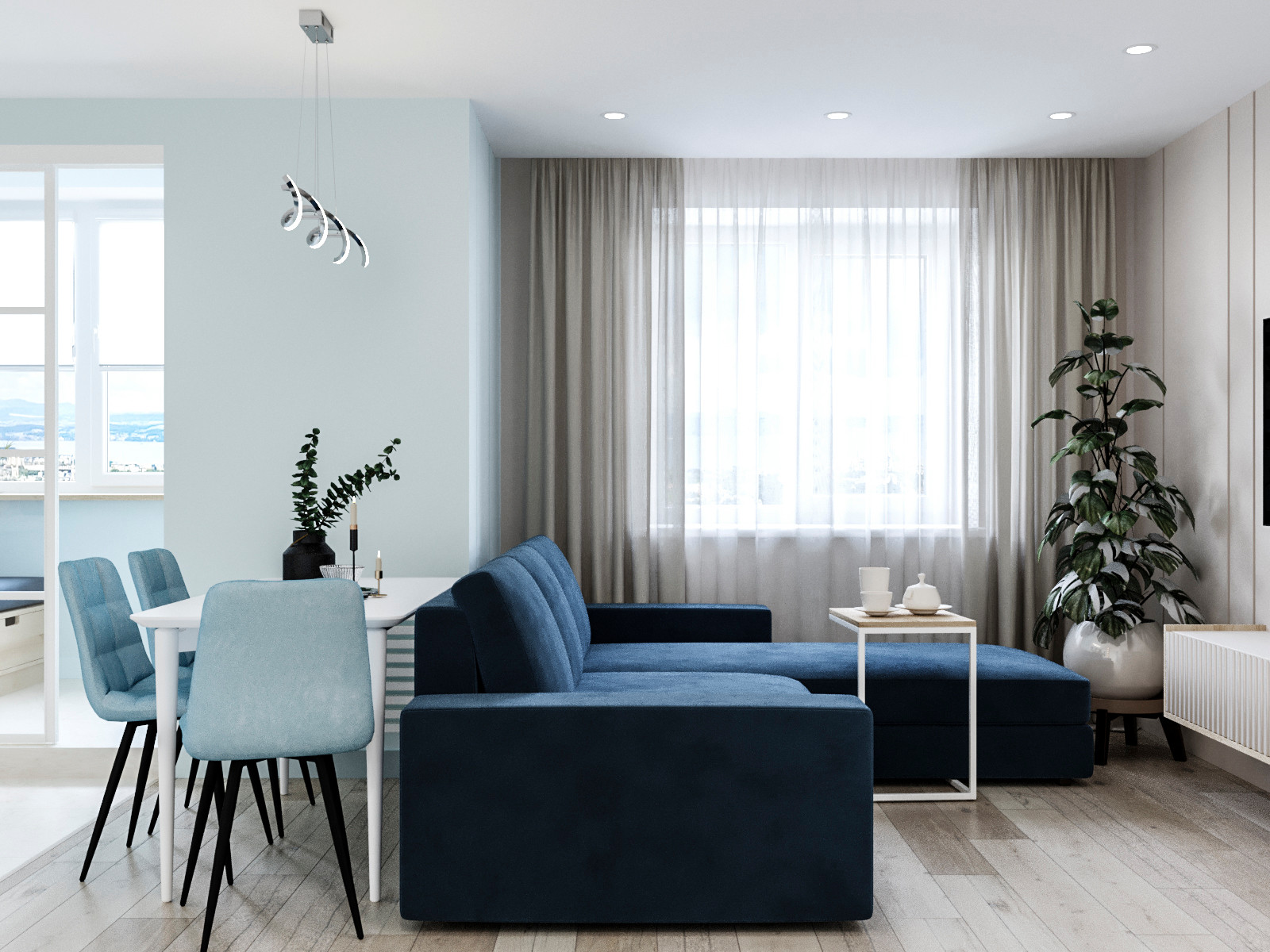 Трехкомнатная квартира в свежих оттенках