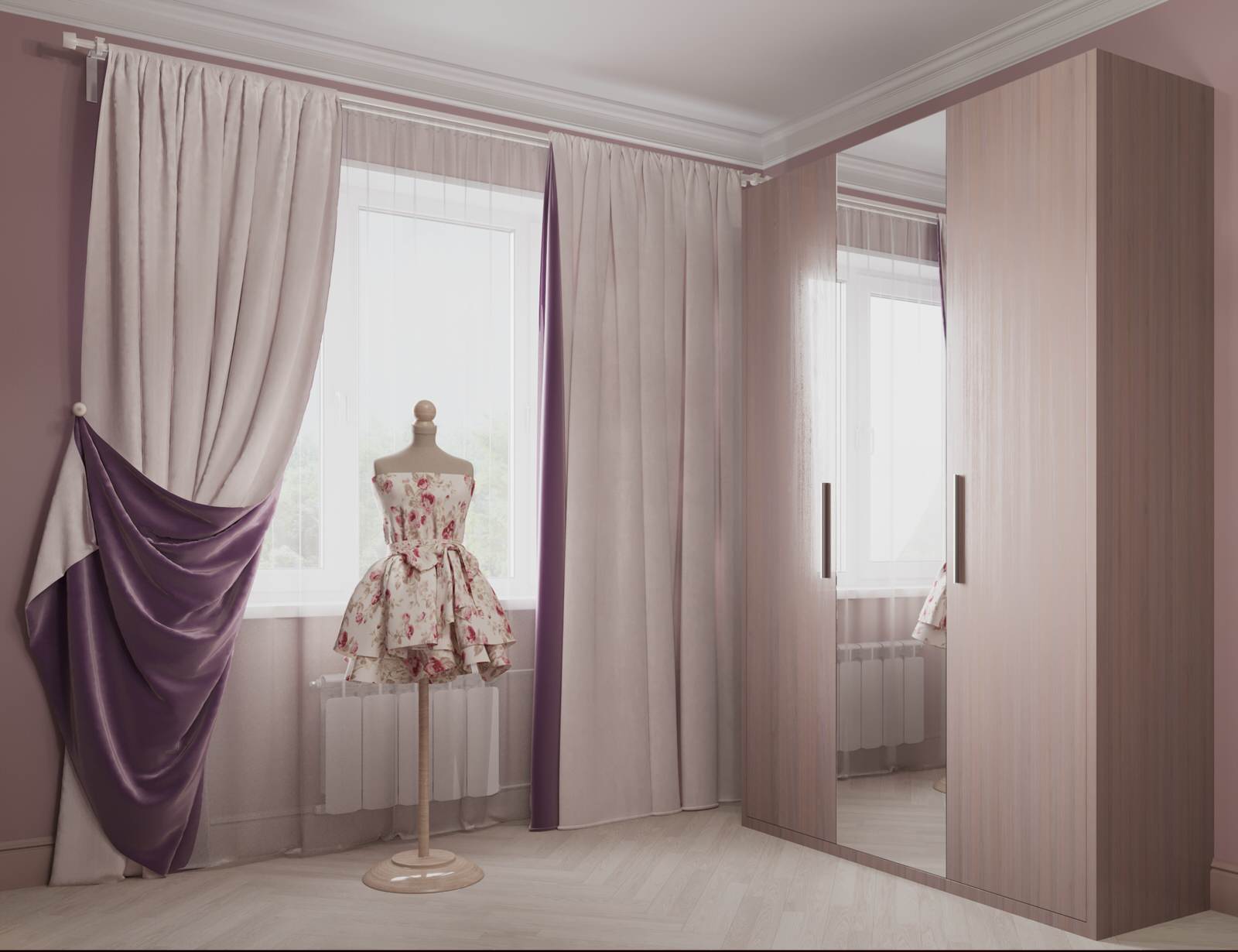 Нежно-розовая спальня для юной девушки