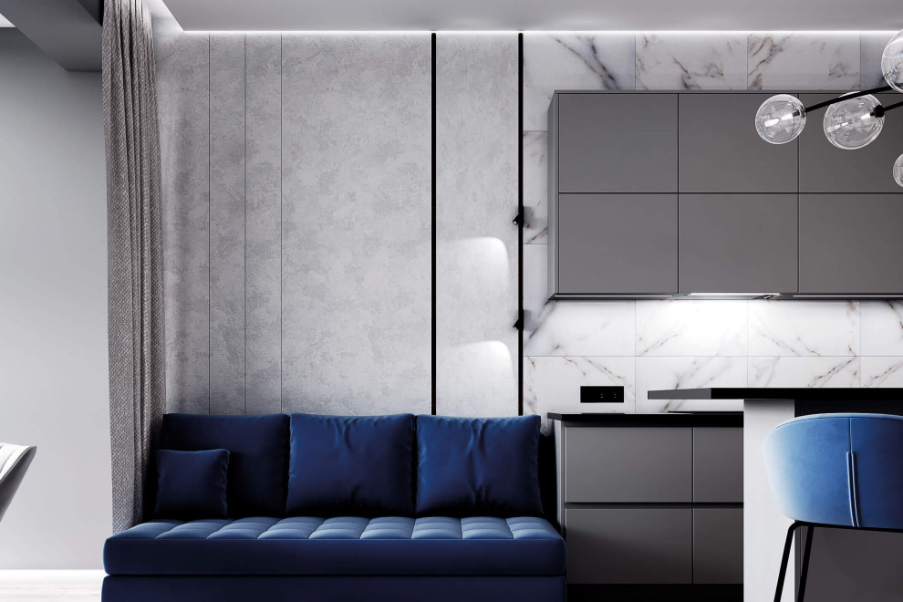 Современный дизайн в серых тонах, ЖК Панорама