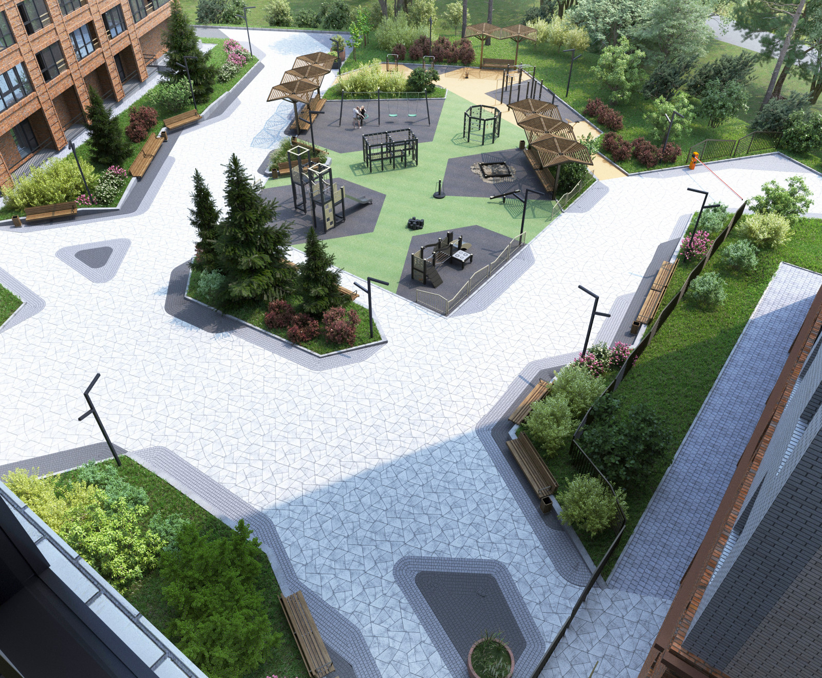 Благоустройство ЖК "НОРМАНДИЯ НЕМАН", СК "СТРИЖИ", Новосибирск