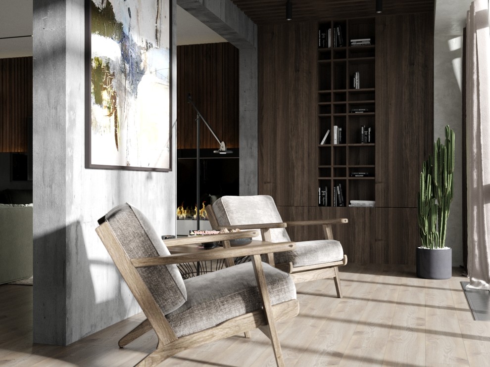 Брутальный интерьер для молодого мужчины. Гостиная-студия.