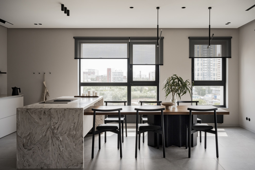 Обложка проекта: Минимализм в доме с радиусной планировкой - ЖК «Clever Park»