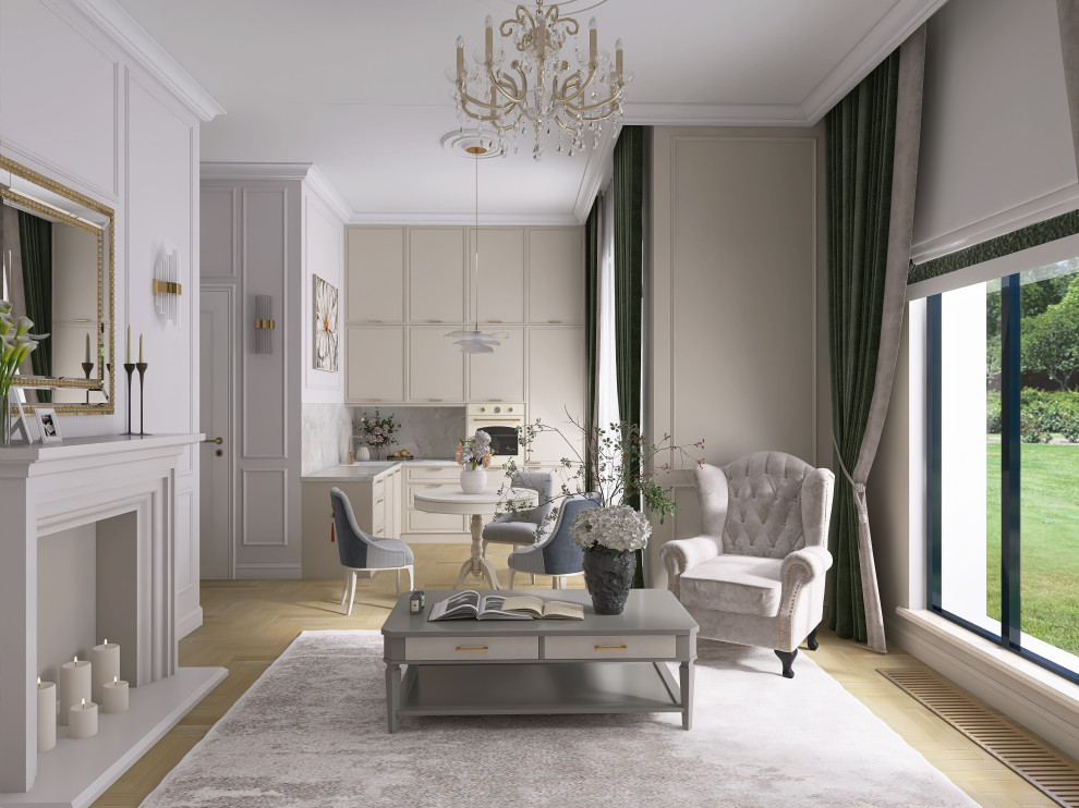 Проект кухни-гостиной в стиле "Неоклассика"