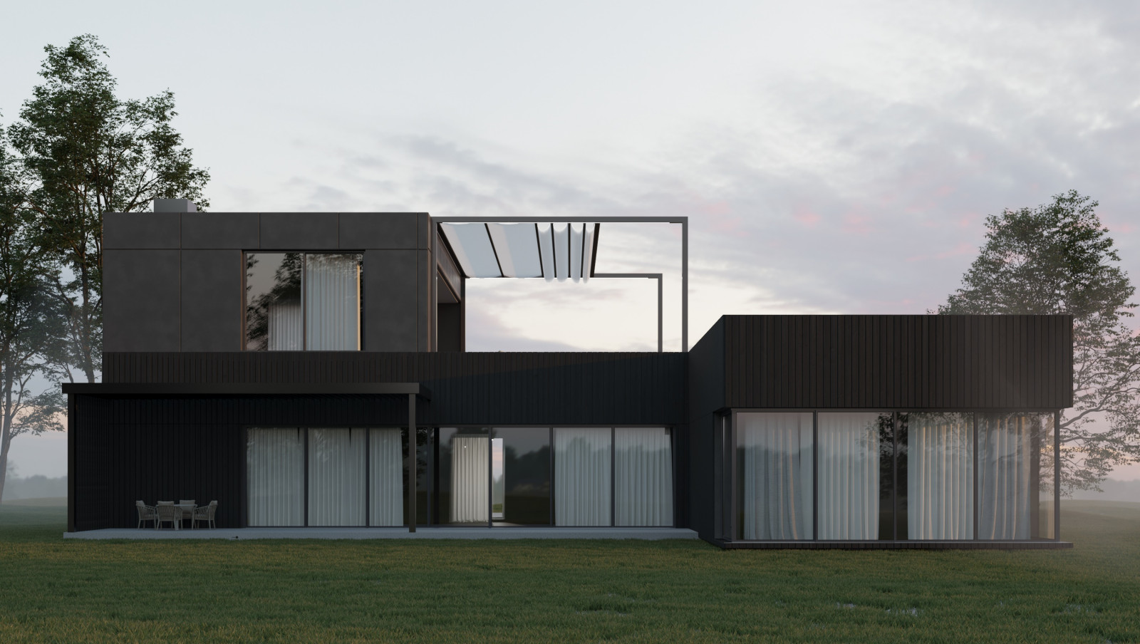 Современный до с плоской кровлей 20*30 м