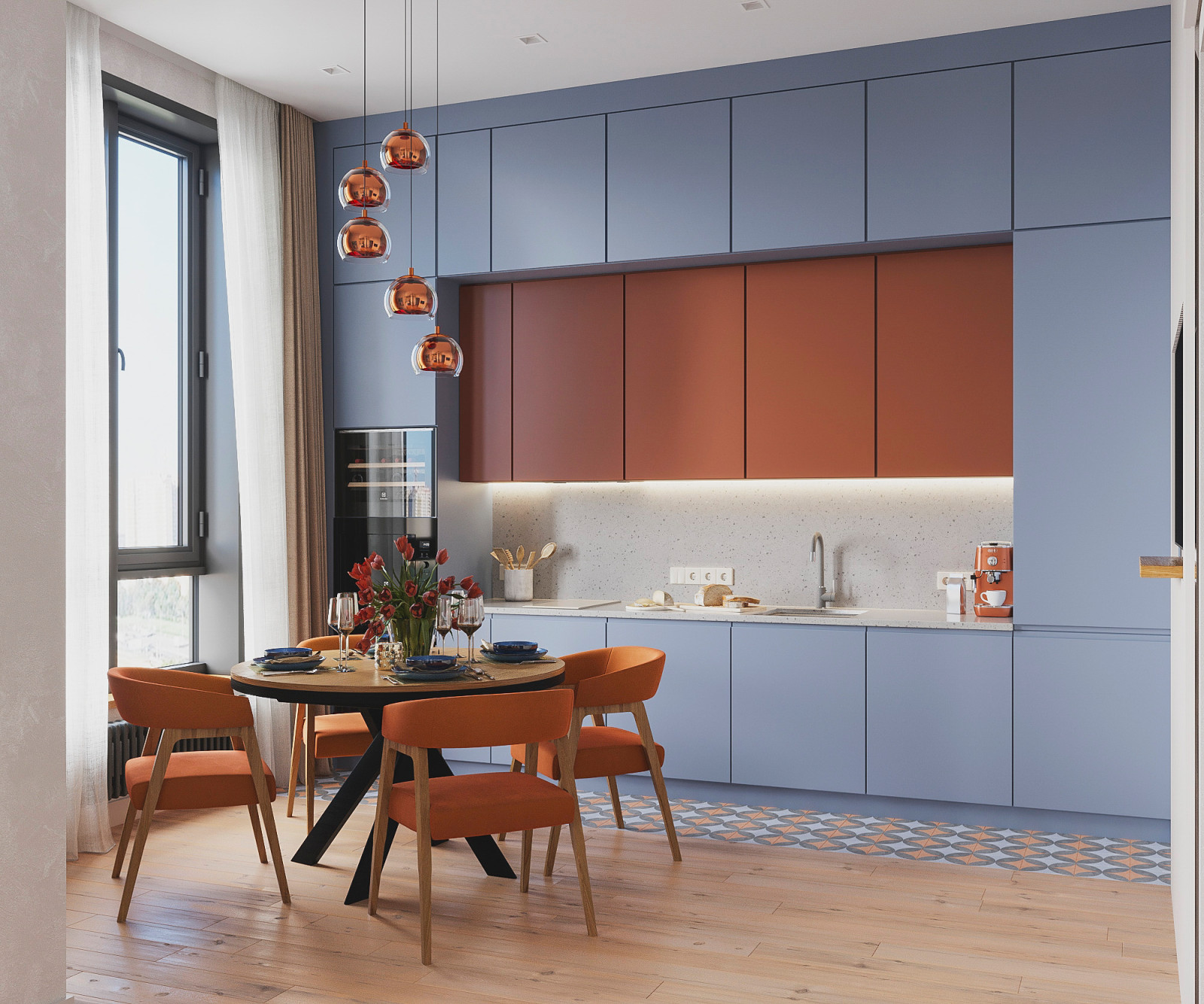 Оранжевое настроение. Квартира с панорамным видом 70 кв.м. в ЖК Дыхание