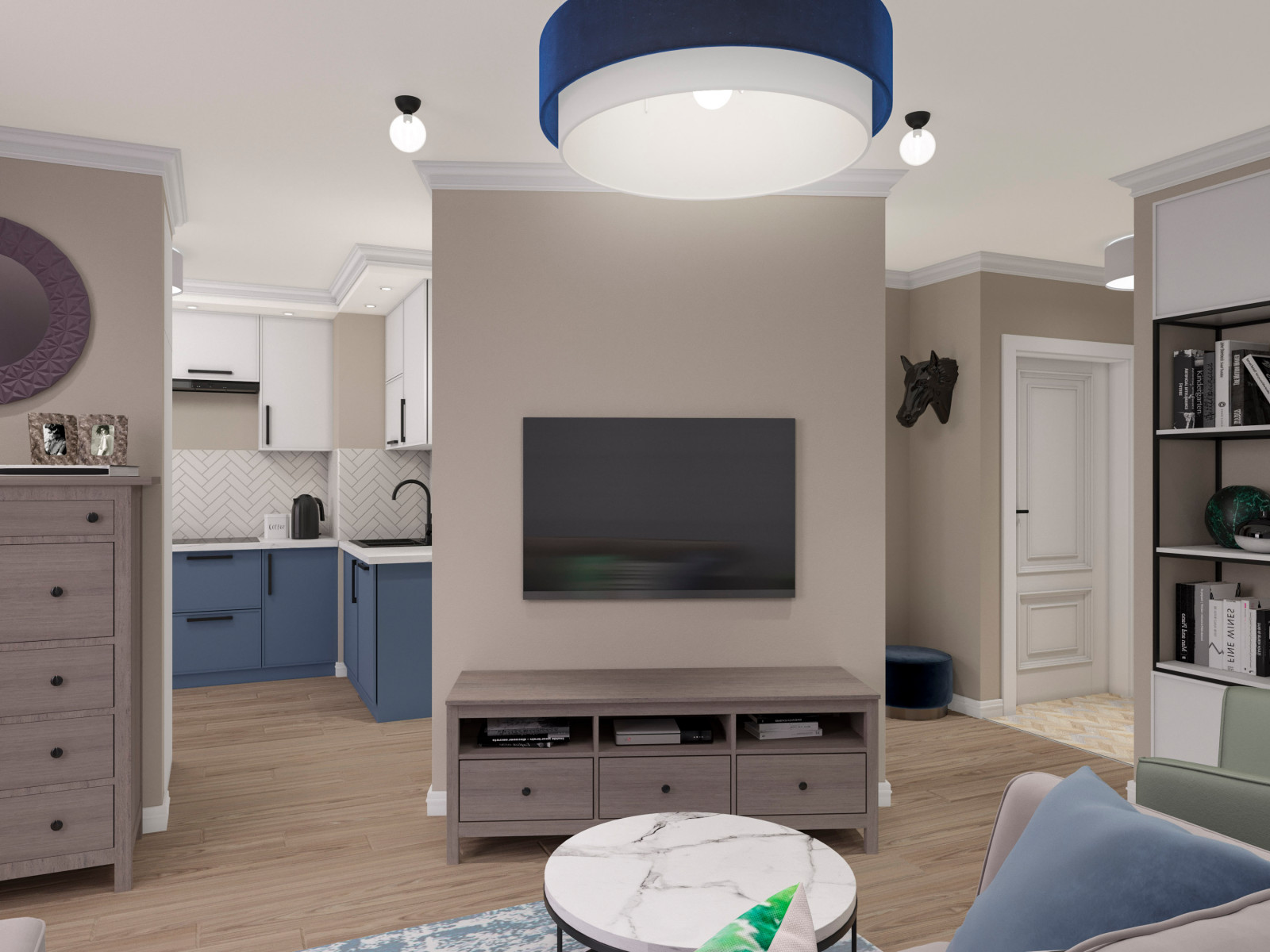 Дизайн-проект. 3-хкомнатная квартира в ЖК "Государев Дом". Видное. 2018 г.