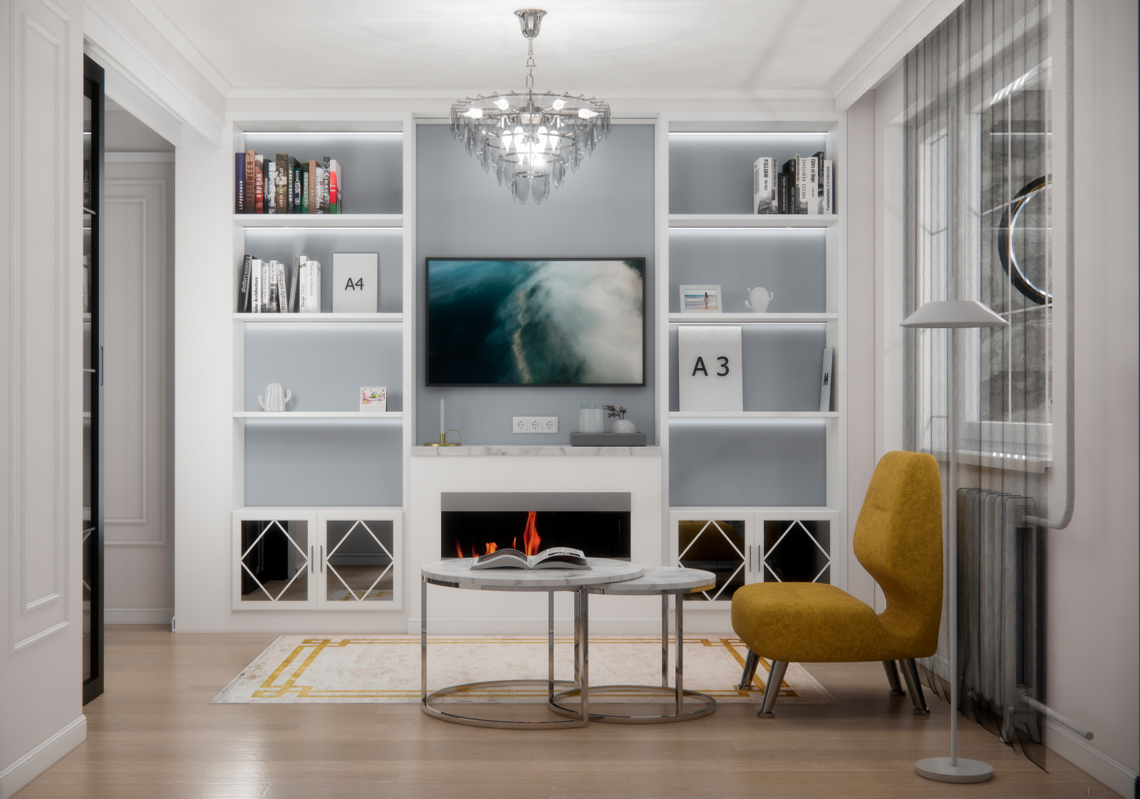 Гостиная, холл и балкон, Нарвская