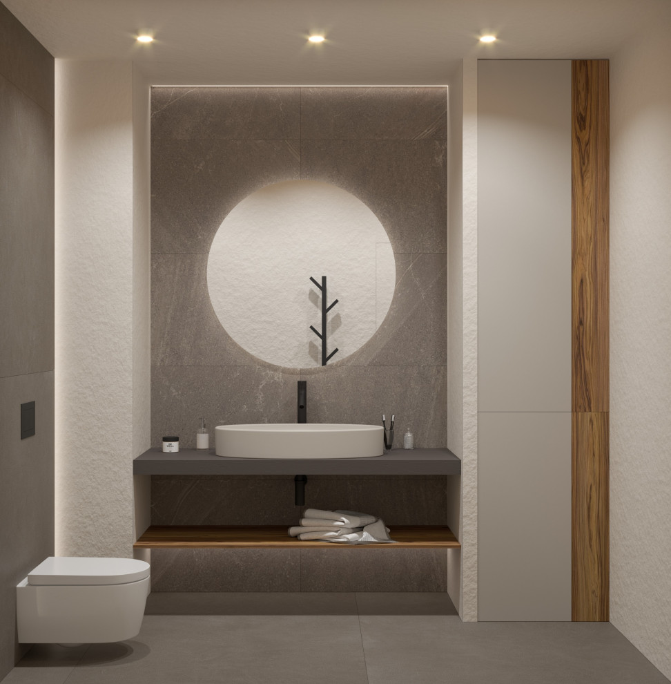 Санузел в стиле джапанди из дизайн-проекта в ЖК Hill8, Москва