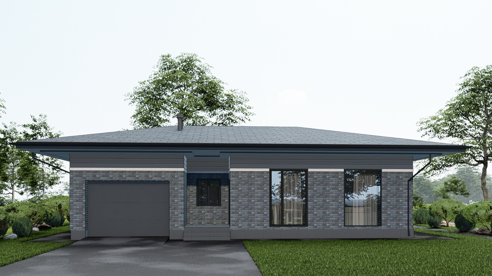 Одноэтажный дом в современном стиле