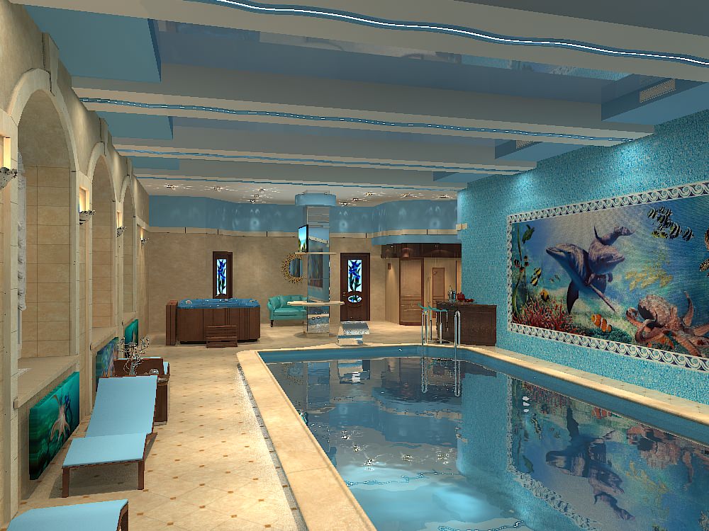 Дизайн интерьера частного бассейна