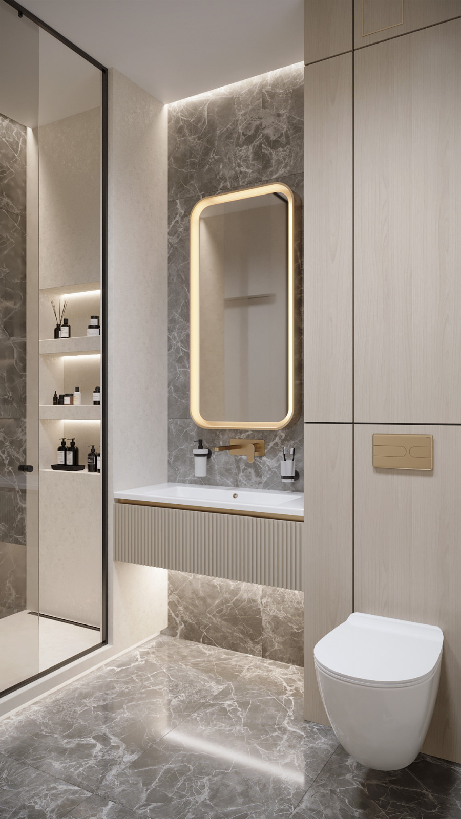 3к студия монохромный интерьер в стиле Современной классики