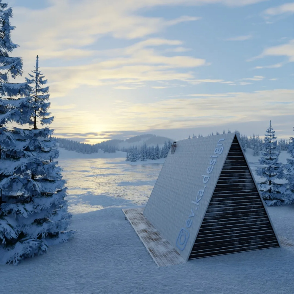 Кухня-гостинная в A-Frame доме