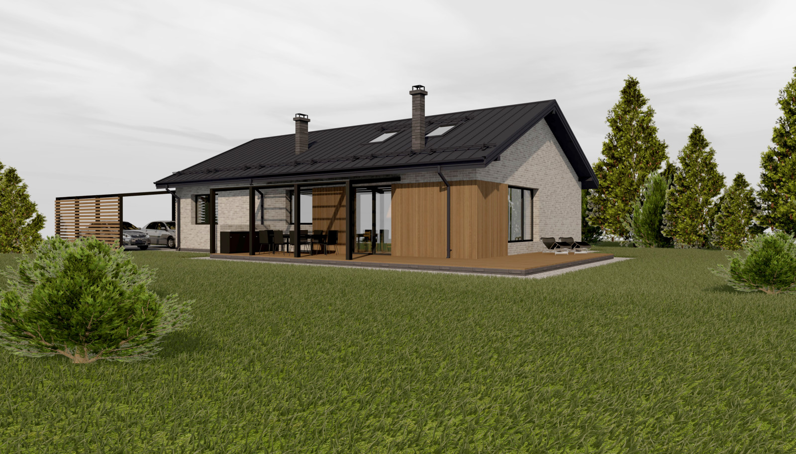 Обложка проекта: Одноэтажный дом 130м2