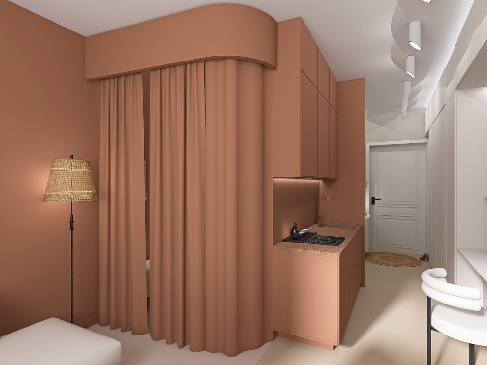 Студия 25 метров с спальней гостиной и кухней