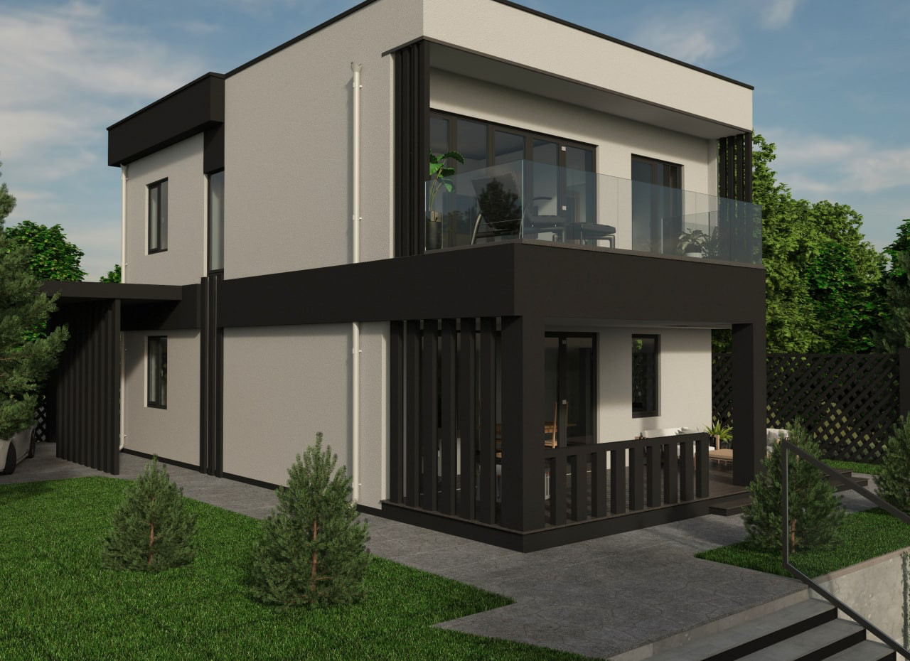 дом в стиле Минимализм на уклоне