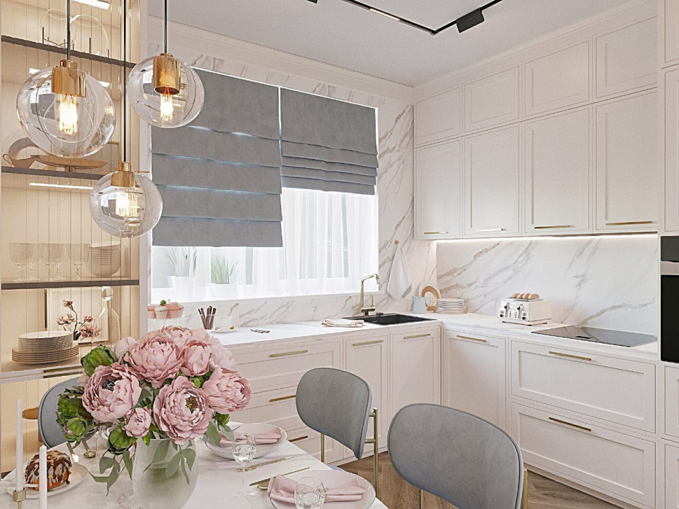 Светлая кухня, современная классика.