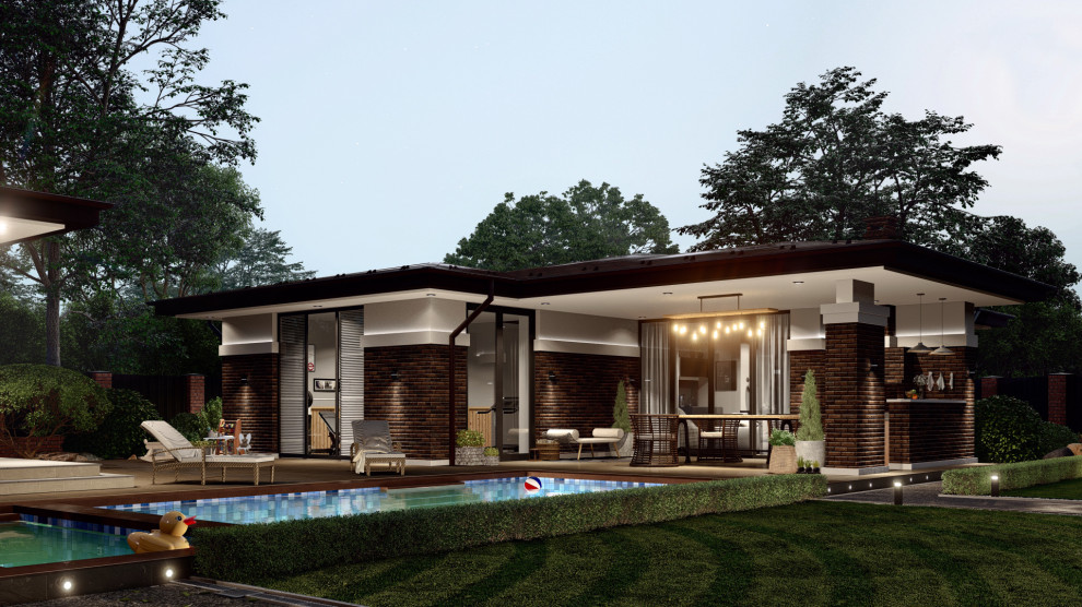 Дом, банный комплекс и гостевой дом в стиле Райт