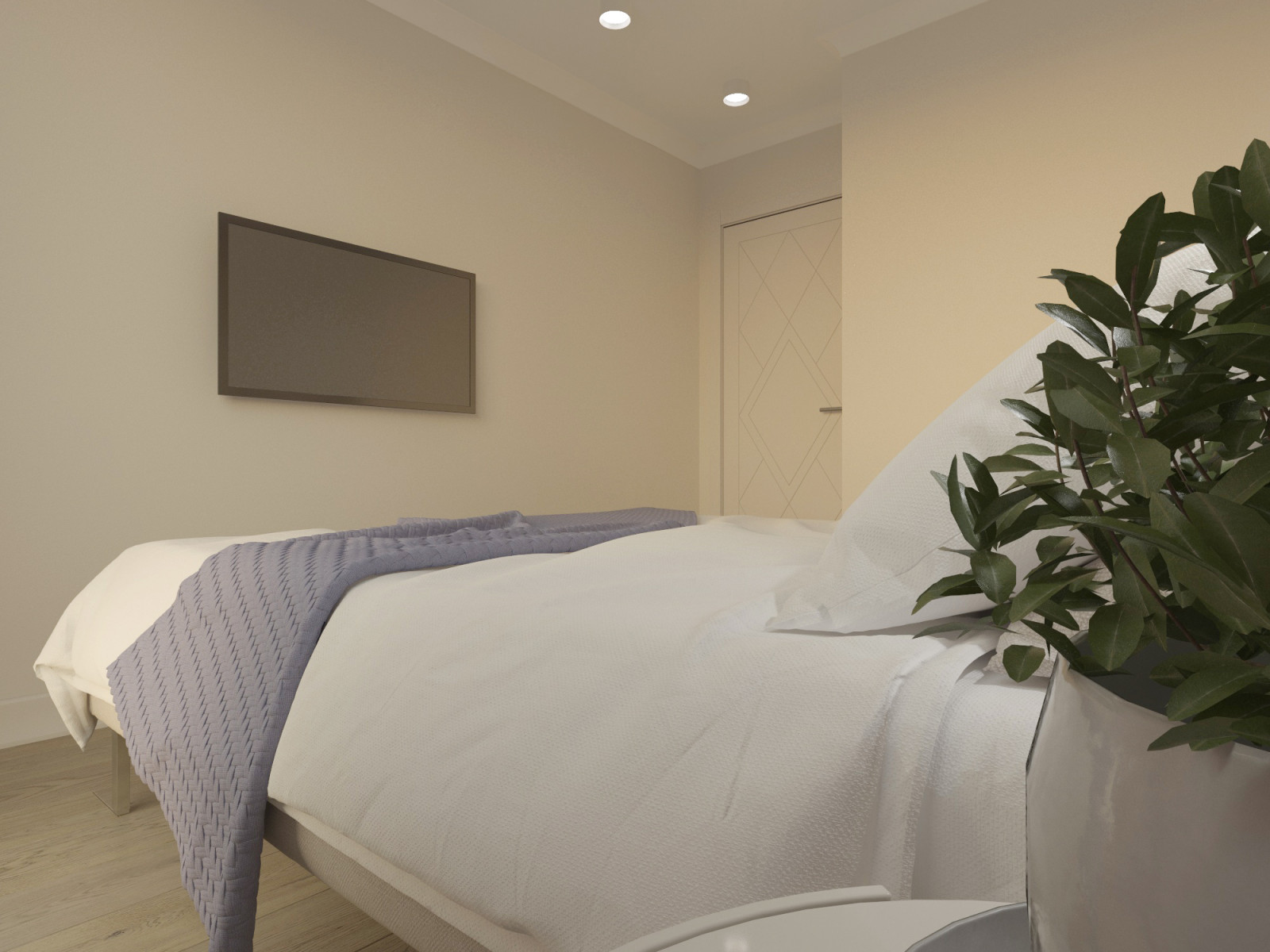 телевизор на стене в спальне