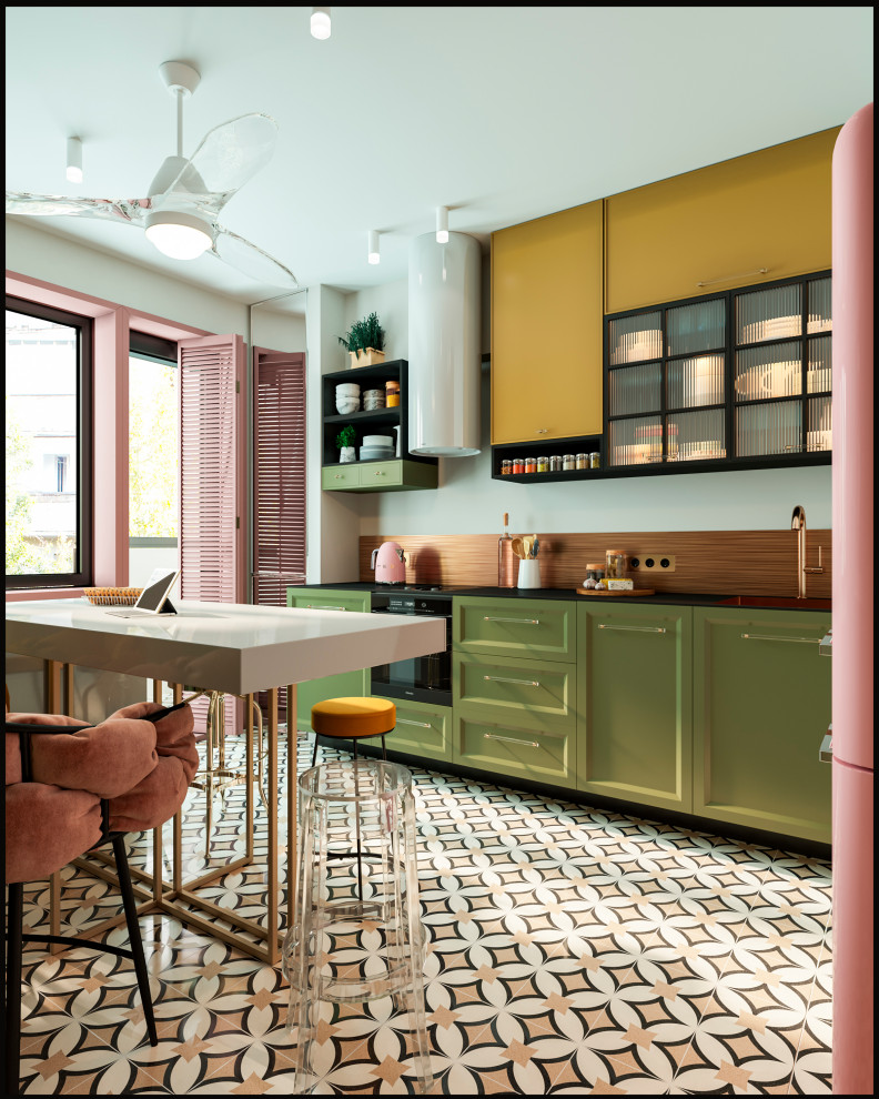 Эклектичный проект квартиры с огромной гардеробной с окном