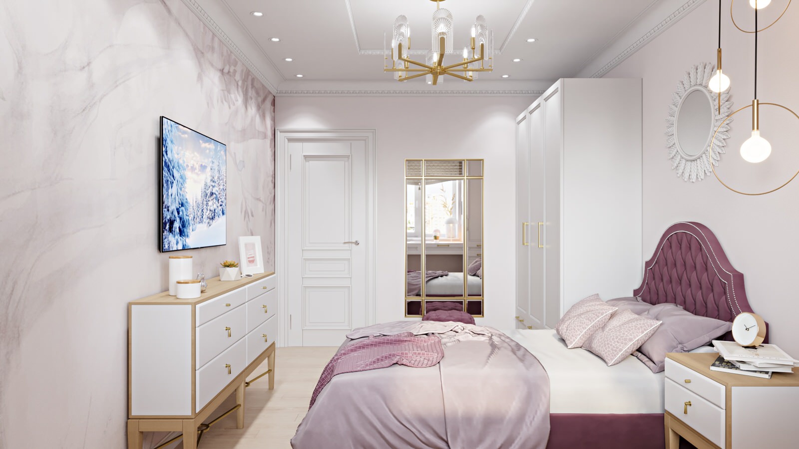 Гардероб с большим зеркалом