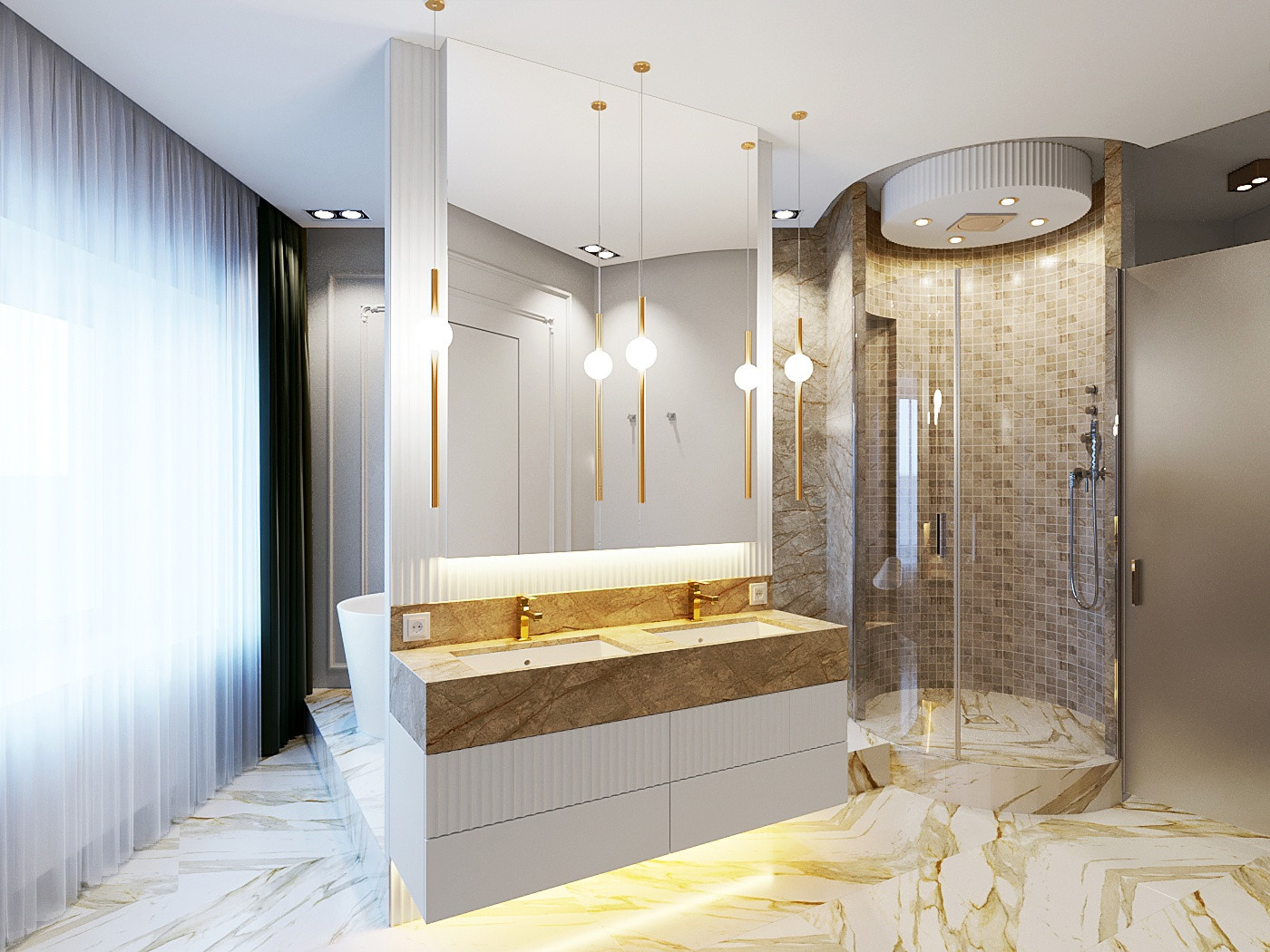 Обложка проекта: Ванная комната с круглой душевой