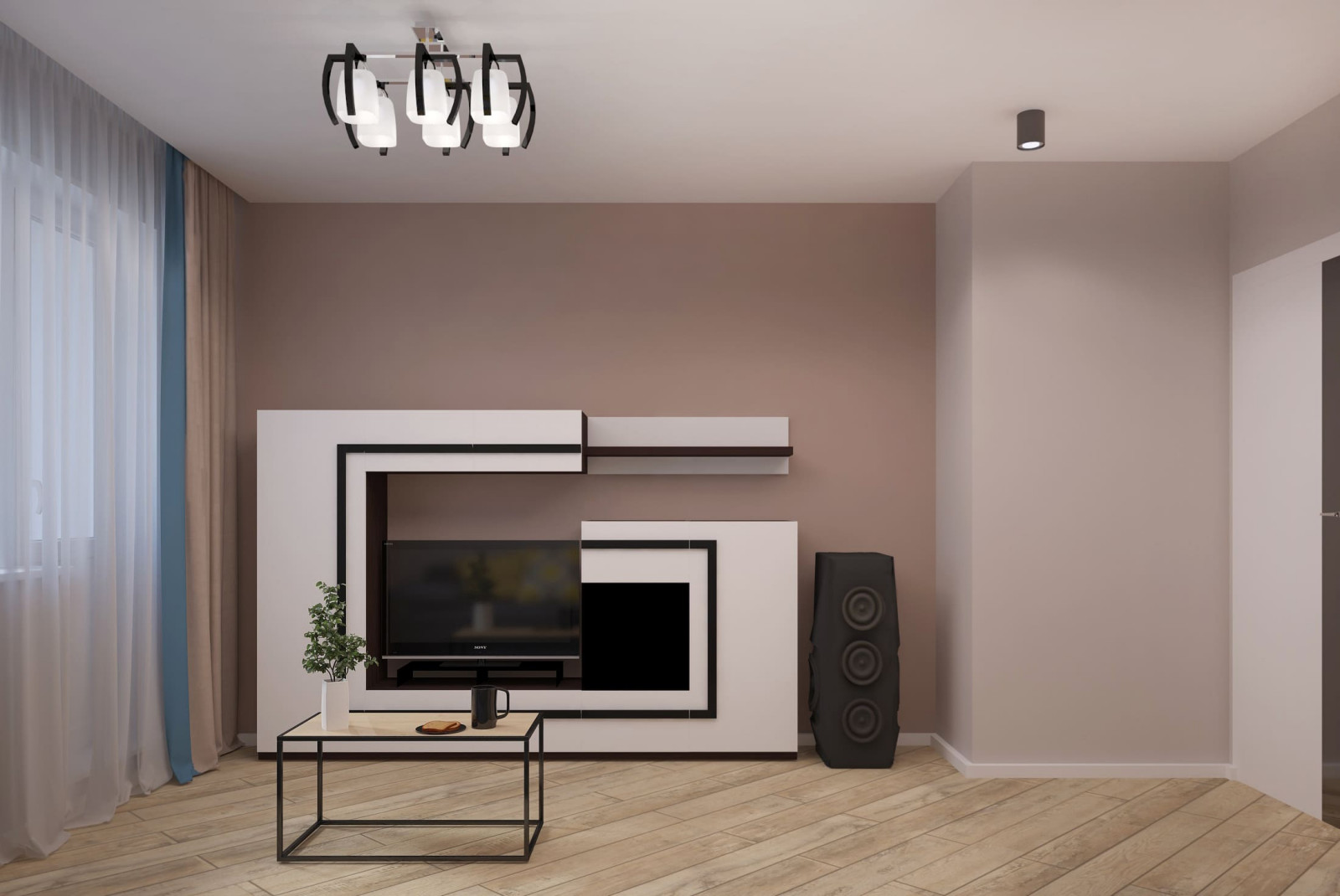 Стильная гостиная и кухня