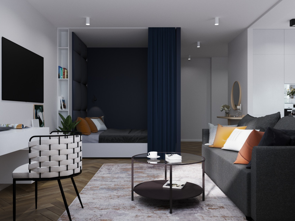 Компактная квартира со спальней в нише