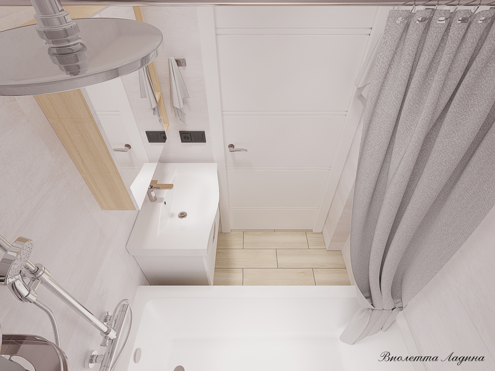 Обложка проекта: Трешка в панельном доме в современном стиле с голубым акцентом.