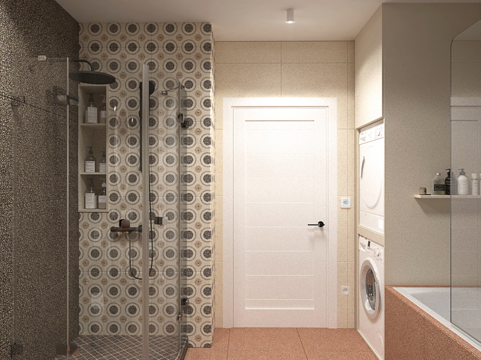 Ванная комната с контрастной плиткой