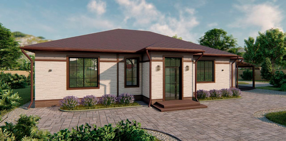 Обложка проекта: Дизайн экстерьера 1-этажного дома