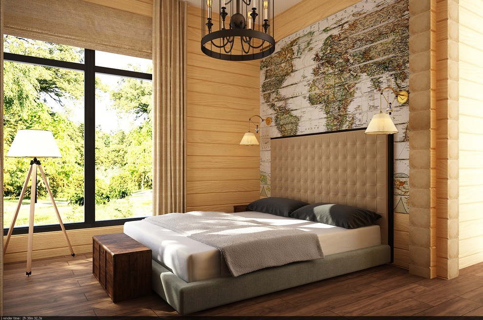 Загородный дом из бруса с яркими акцентами