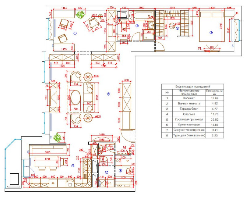Перепланировка с турецкой баней