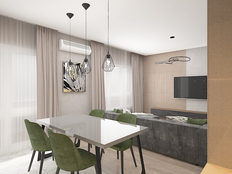 Квартира в современном стиле с элементами лофта, 90 Кв.м