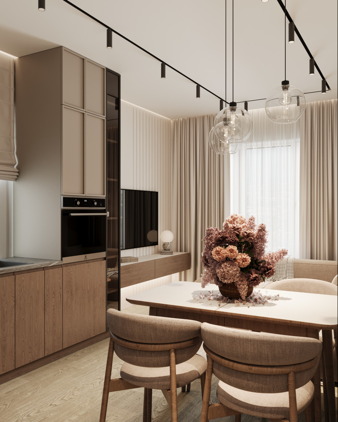 Обложка проекта: Дизайн светлой кухни-гостиной