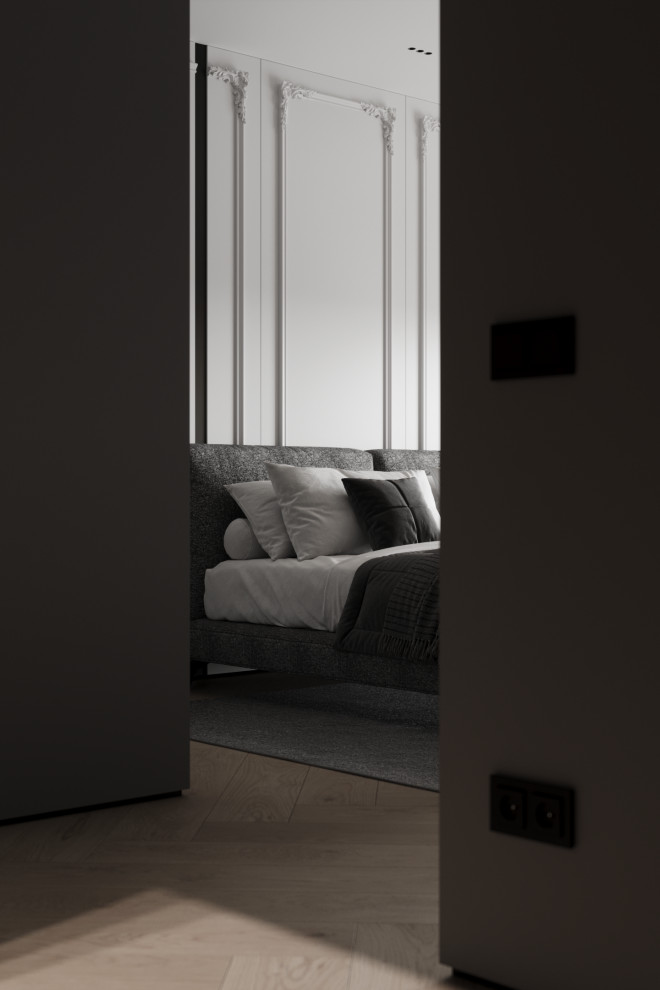 Монохромный интерьер с лёгкими элементами классики