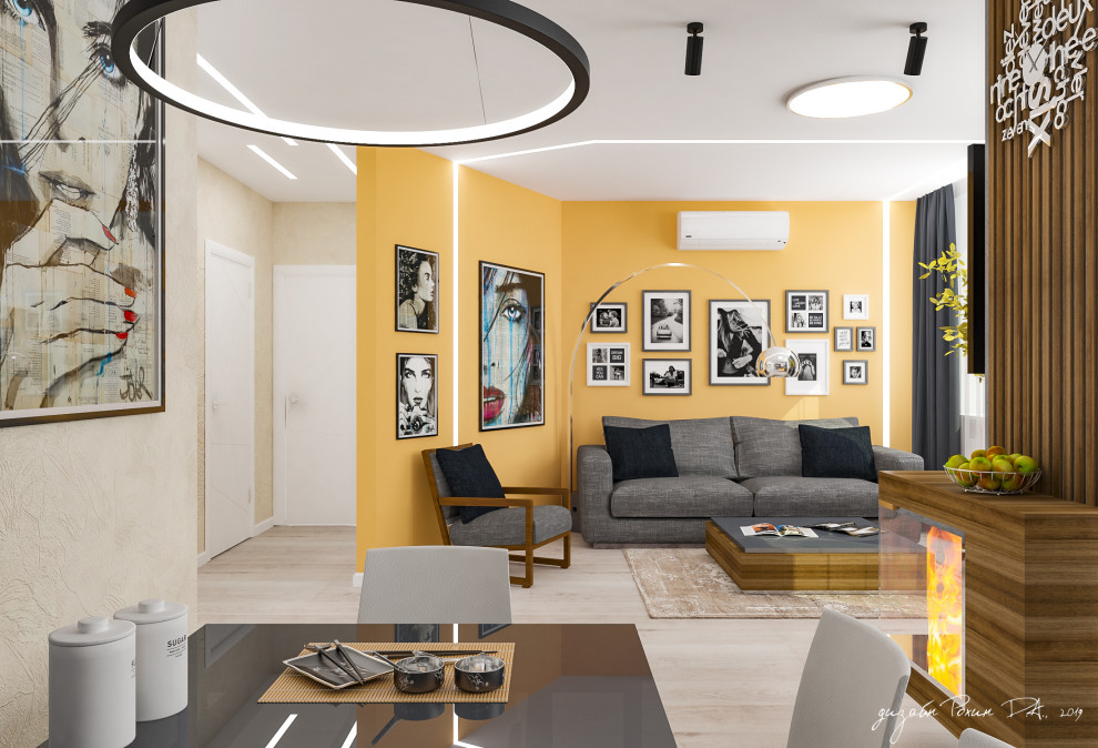 Дизайн-проект гостиной-кухни кухни в 3-х комнатной квартире