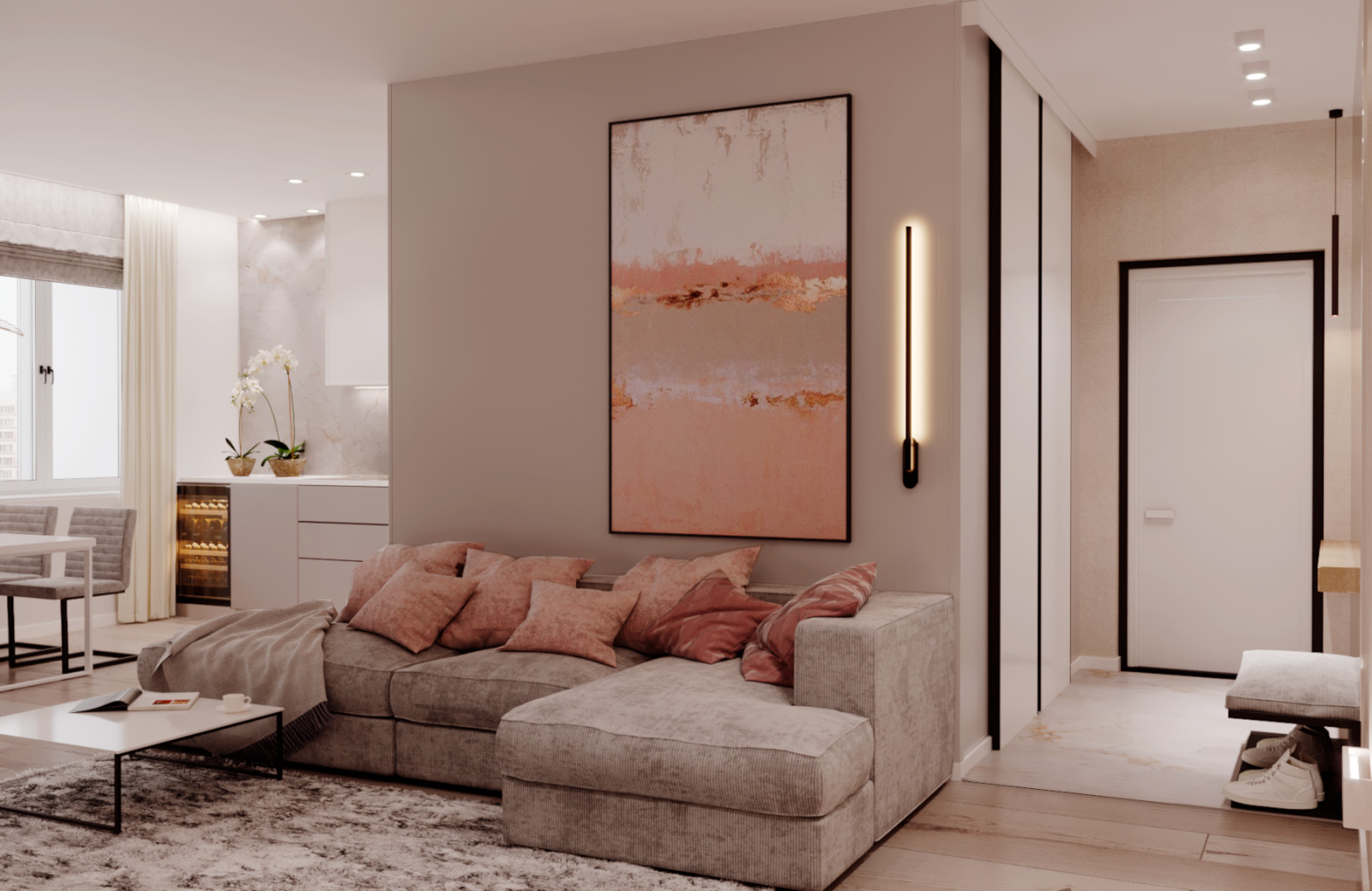 Квартира в мягких оттенках минимализма