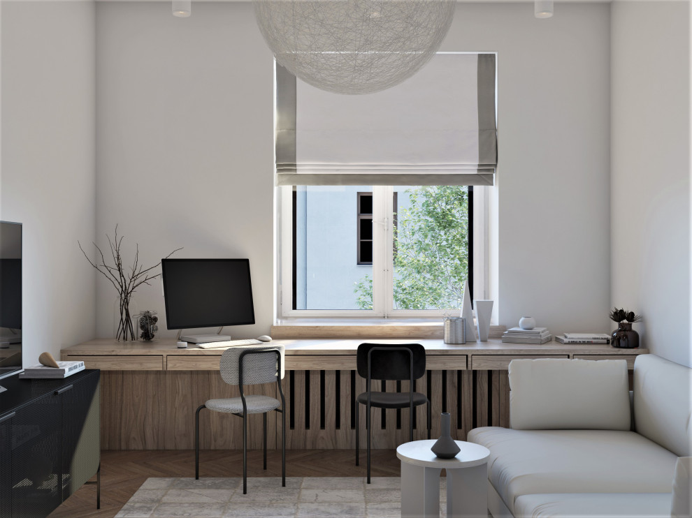 Design d'intérieur pour l'appartement d'un jeune couple dans un immeuble à étage