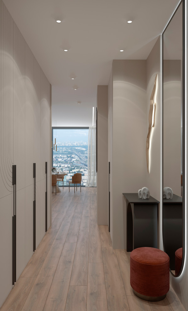 Обложка проекта: Прихожая из проекта "Оранжевый Блюз" трёхкомнатной к в ЖК Neva Towers, г. Москва