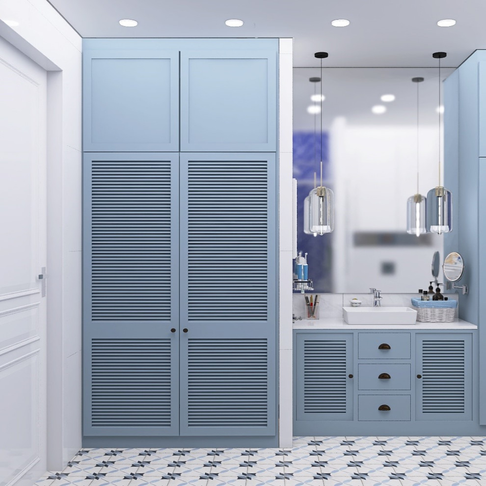 Ванная комната с нотками средиземноморского побережья