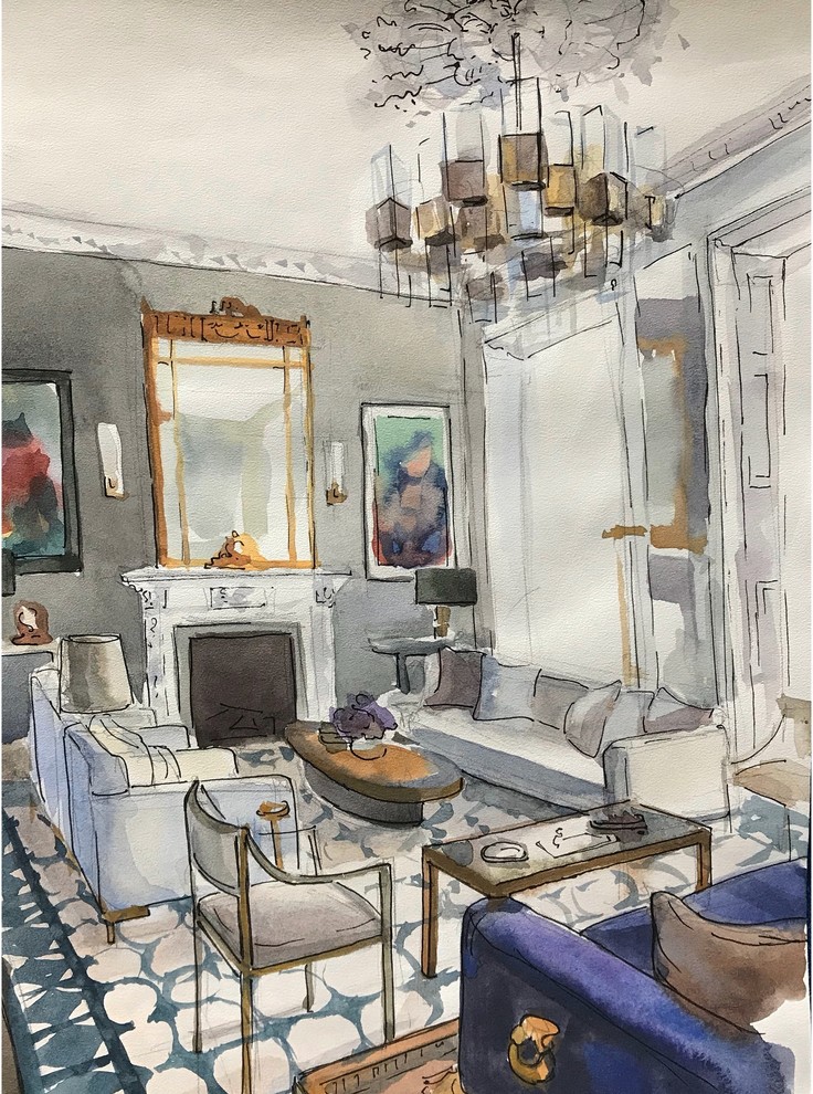 Акварельные эскизы интерьеров