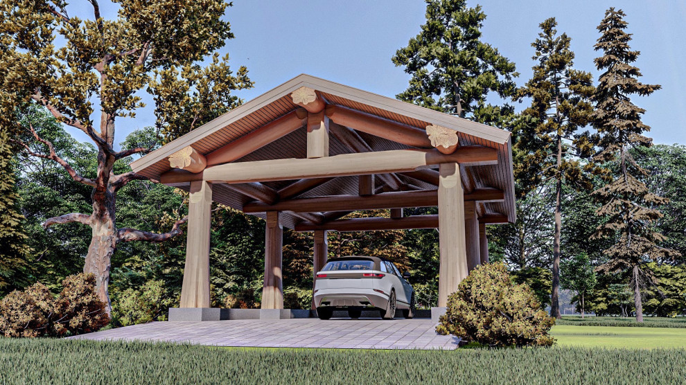 Навес для машины по технологии Post an Beam