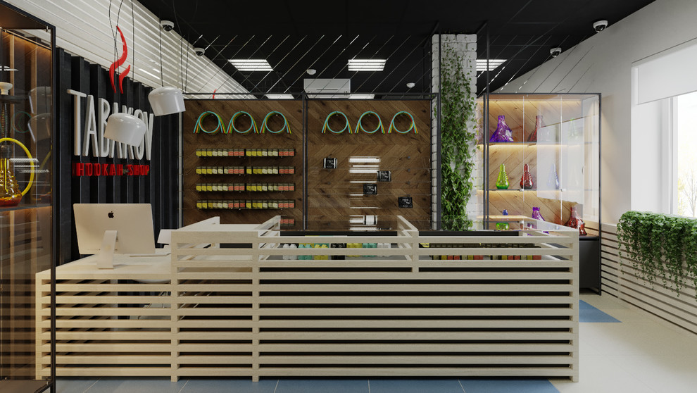 Интерьер магазина "Tabakov hookah shop" в стиле индустриальный лофт