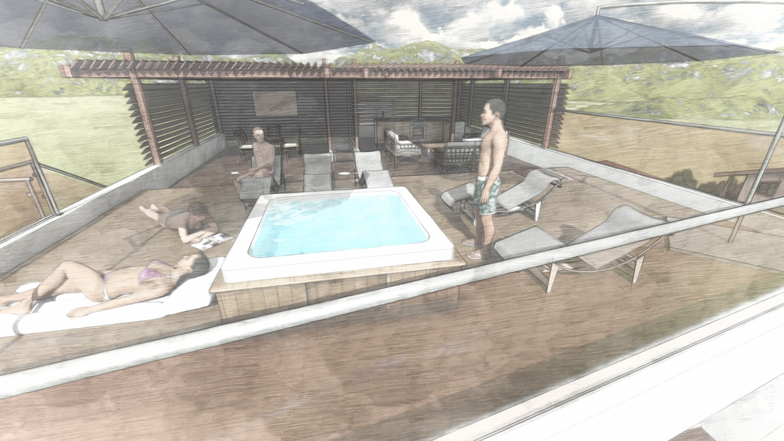 Проект организации пространства эксплуатируемой кровли в Сочи (руч.Видный)