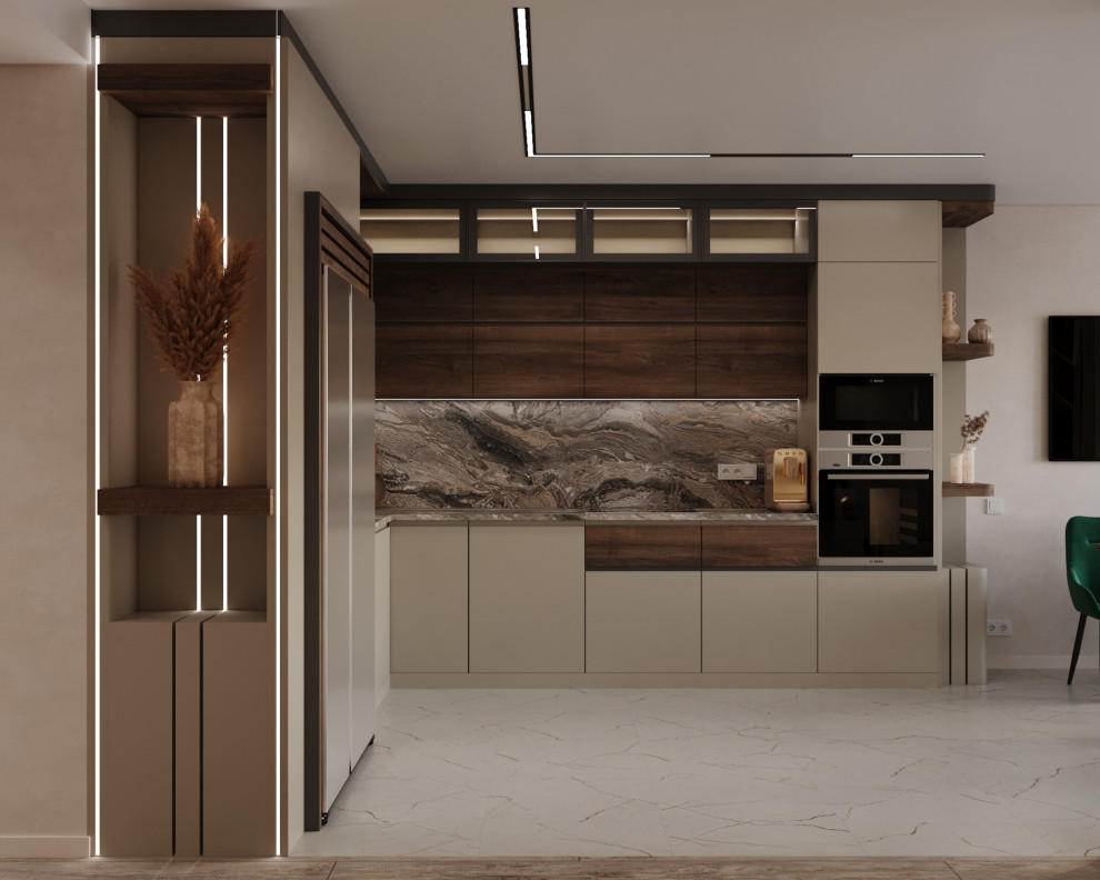 Дизайн проект 3х комнатной квартиры с большой кухней-гостиной