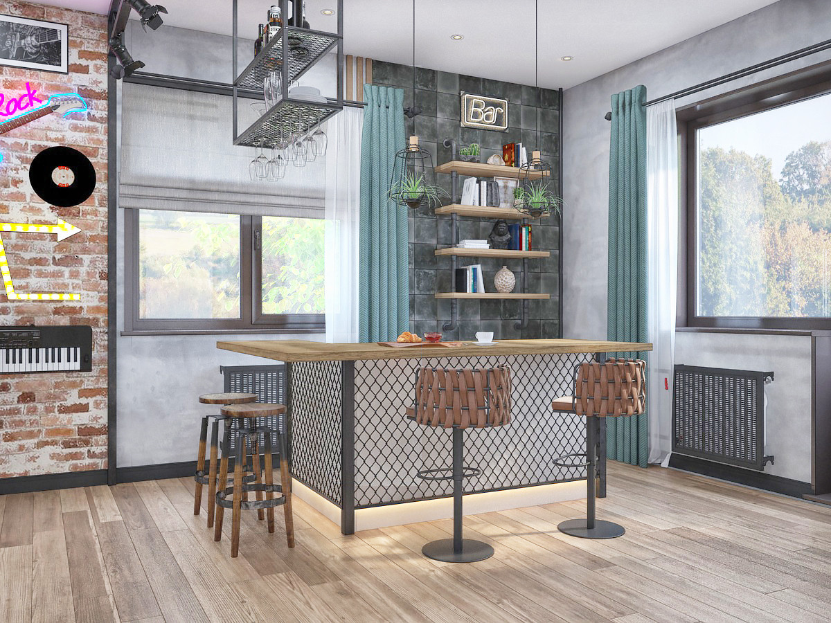 Гостиная в лофт-стиле