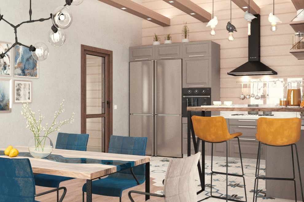 Дом из дерева. Кухня-столовая