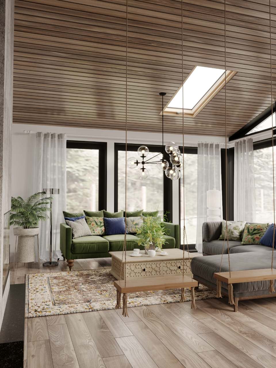 Загородный дом 147,7 м² с черными акцентами