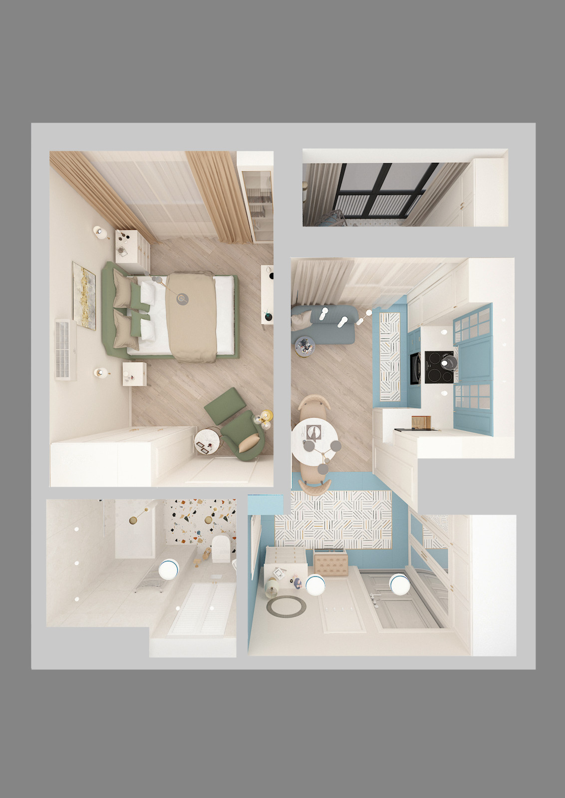 Обложка проекта: Квартира с акцентами и зеркальной дверью